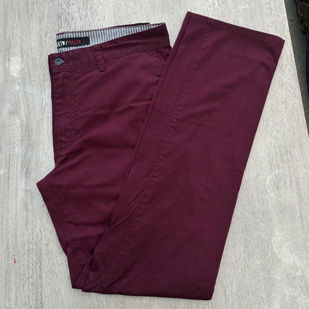 KR3W KSLIM True Slim Fit Chino Pants Burgundy Maroon Mens 34W K4711405